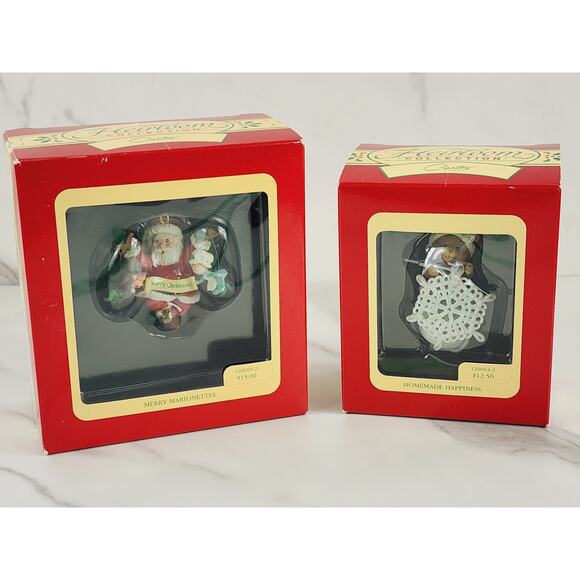 Heirloom Ornament Christmas Merry Marionettes 1992 + Homemade Happiness 1993 x2 - Picture 1 of 11